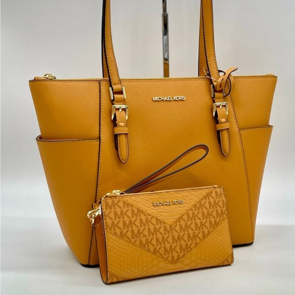 Michael Kors Large Charlotte Tote Bag & Double Zip Wallet Wristlet